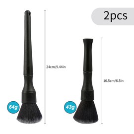 Tabanzhe Car Detailing Brush - 2 PCS Ultra Soft Synthetic Bristles Black Car Brush for Easy Interior Cleaning, Leave No Trace,Detailing Cars and Motorcycles