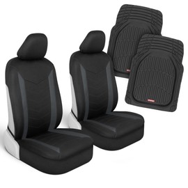 Motor Trend (2 Car Seat Covers for Front Seats with (2) Trimmable Car Floor Mats – Universal Fit Auto Accessories for Cars, Trucks, SUVs, Vans – Interior Protection and Vehicle Interior Shield Combo