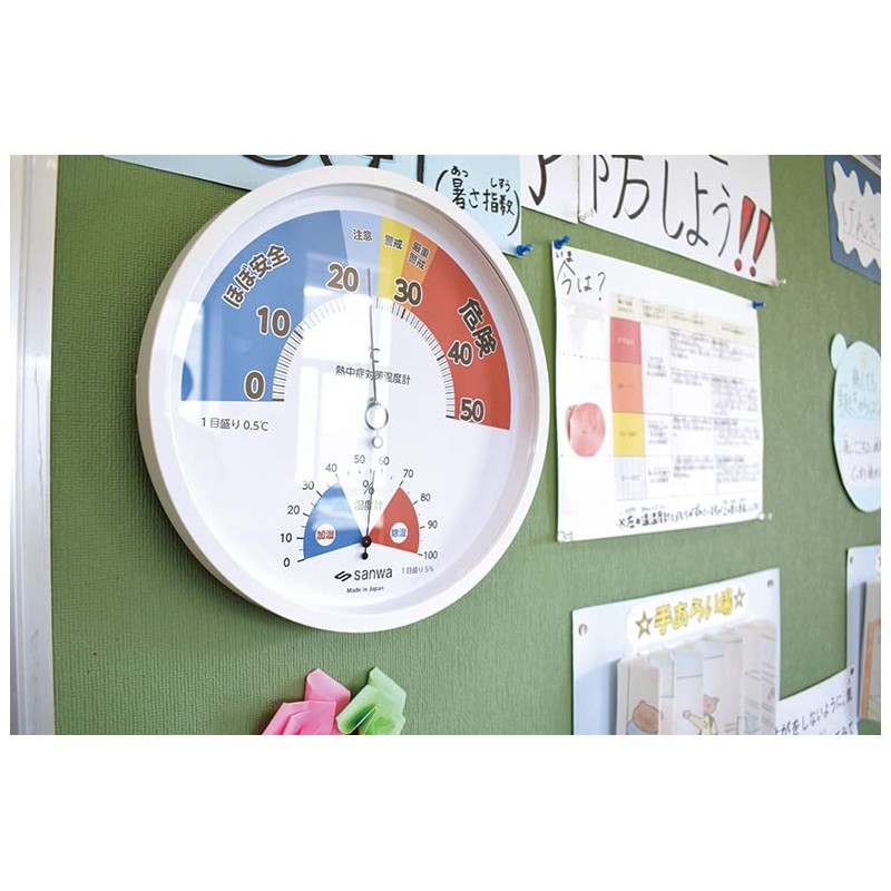 Heat Stroke Prevention, Analogue Thermometer/Hygrometer, 111-608, Wall Mounted, Wall Mounted,