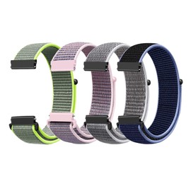 FTYQUEE 4 Pack Nylon Watch Strap Compatible with 16mm 18mm 19mm 20mm 22mm Watch Strap Quick Release Replacement Wristband, Adjustable Stretchy Straps Fabric Bands for Men Women