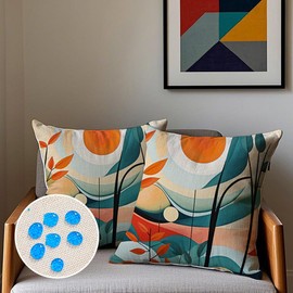 Cirzone Outdoor Cushion Covers, Pack of 2, 45 x 45 cm, Decorative Outdoor Cushions, Waterproof Abstract Painting "Sunrise" Cushion Covers Will Be Used for Sofa Cushion Garden Outdoor