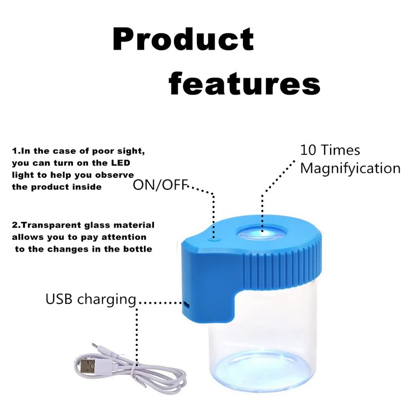 Oweto Led Transparent Glass Seal Storage Jar, Light-Up Magnifying Glass