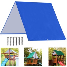 ABCCANOPY 132 x 228 cm Swing Set Replacement Tarpaulin for Playgrounds Shadow Screens (Blue)