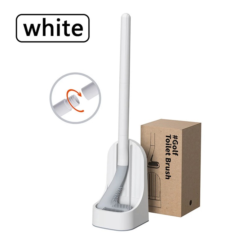 Wall-Mounted Toilet Brush with Base – Soft Rubber Cleaning Head