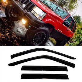 Deebior Original Ventvisor 4pcs Side Window Visors, Out-Channel Good Looking Tape-On Rain Guards Set, Vent Shade Deflectors Compatible with 1993-1998 Jeep Grand Cherokee Only 94320