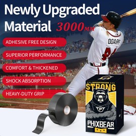 PHIXBEAR Baseball Bat Grip Tape, 1.1mm 9.85FT - Multi Sport Handle Tape for Golf Tennis Softball and Hockey, Enhanced Self-Fusing Silicone for Reliable Traction and Shock Absorption