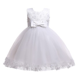 Weileenice White Dresses for Girls Applique Glitter Tulle Big Girl Baptism First Communion Prom Lace Bridesmaid Ball Gown Princess Birthday Evening Wedding Party Dance Formal Easter Tutu Dress 11-13