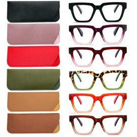 KoKoBin 6 Pack Oprah Style Reading Glasses for Women? Oversize Square Frame Blue Light Blocking Comfortable Readers +2.25