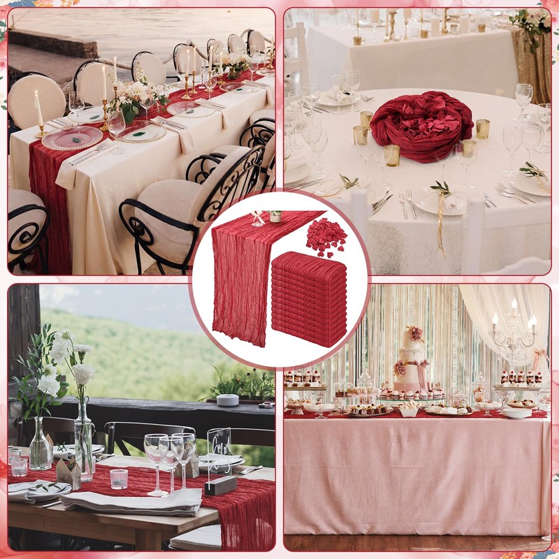 Mindsoft 12 Pack Cheesecloth Table Runner with Heart Decoration 35