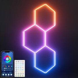 ALLYES Smart RGB Hexagon Lights – Music Sync, Remote Control, 358+ Color-Changing Honeycomb Panels. Perfect for Gaming Room, Gym, Garage, Bar, Basement, Ceiling, Shop, Party & Home Decor.