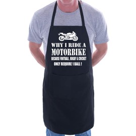 print4ucouk Why I Ride A Motorbike BBQ Cooking Funny Novelty Apron Black