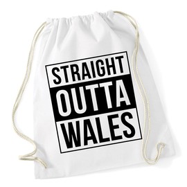 Hippowarehouse Straight outta Wales Drawstring Cotton School Gym Bag 37cm x 46cm, 12 litres