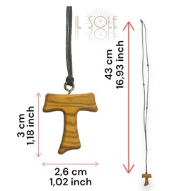 IL SOLE Rope 3 cm 20 pieces olive wood, cross of Saint Francis of Assisi with the 3 Franciscan knots with 1 quality certificate made near Assisi, Wood