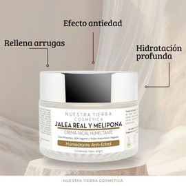 Crema Humectante, Cicatrizante y Anti-edad con Jalea Real, Miel Melipona y Ac. Hialurónico Vegano