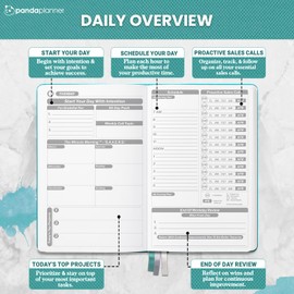 Panda Planner Undated Sales Pro Daily Planner with Daily Weekly & Monthly Layouts – 90 Day Sales & Productivity Journal for Goal Setting & Tracking – 5.75" x 8.25" Soft Fabric Cover (Teal)