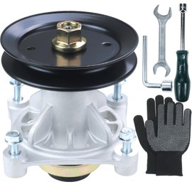 NIDAIFEI 604214 Spindle Assembly with 603988 Spindle Pulley 604123 Pulley Spacer Replaces Hustler Raptor 604214 Spindle for Hustler Mower 52 Hustler Raptor Parts, Hustler Raptor 52 inch Spindle