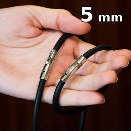 Fly Style Rubber Necklace or Bracelet, Rubber Band Black Collar, 2 mm - 6 mm, Stainless Steel, black