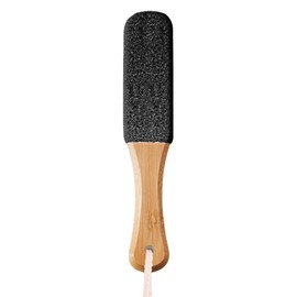 Professional Pumice Stone for Cleaning - Exfoliating Foot Scrubber with Wooden Handle - Removes Hard Skin, Calluses, Dead Skin, Corns & Cracked Heels - Foot Files for Hard Skin Pedicure Rasp (Black)