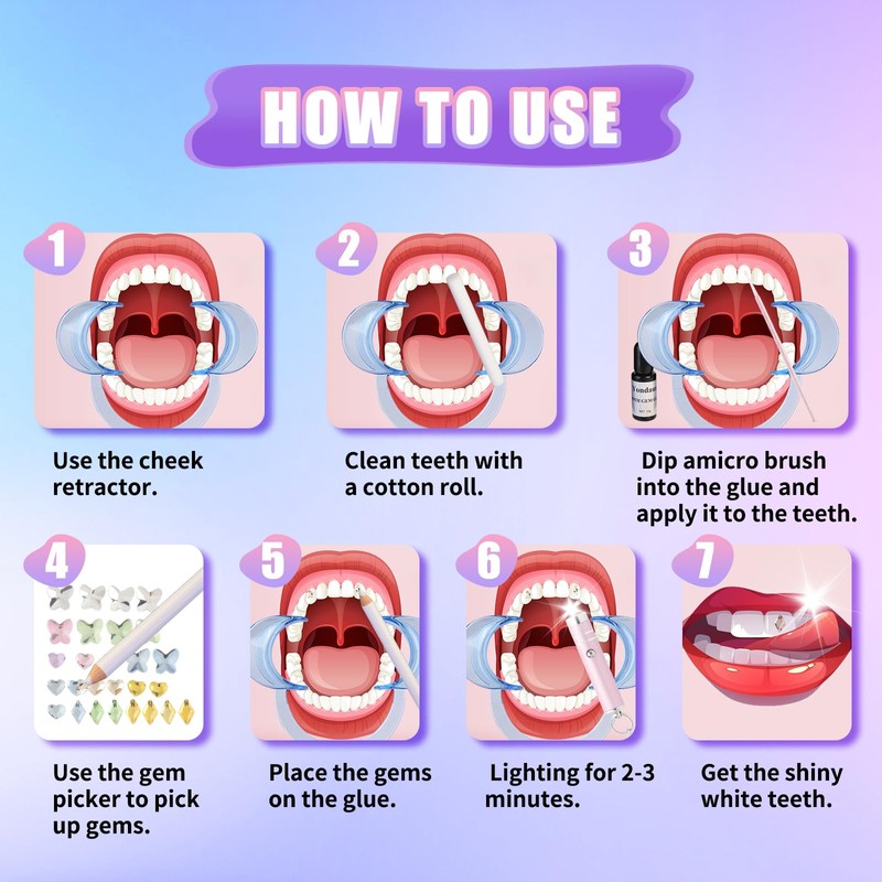 Tooth Gem Kit, DIY Crystals Jewelry Kit, 130 PCS Gem