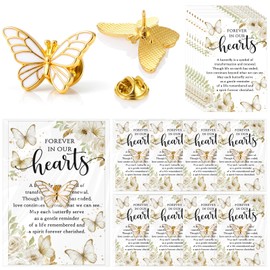 Liliaafar 25 Sets Funeral Favors for Guest Bulk Memorial Butterfly Pins Brooches Celebration of Life Decoration Memorial Gift(White)