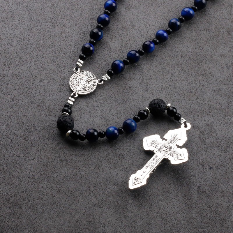 Luomu Lava and Tiger's Eye Stone Rosary 8mm Beads St