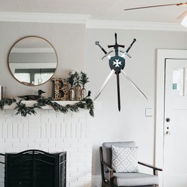 QIXIN Sword Stand Sword Wall Mount Medieval Aluminum Alloy Sword Wall Mount Holder - 1-3 Swords Display Rack, 11.4"x9.0" Wall Fixture