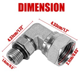 Replacement 6901-06-08 Hydraulic Adapter 3/8" Male BOSS Swivel X 1/2" Female Pipe Swivel 90 Degree Carbon Steel