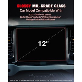 ASZSK For Glossy Tempered Glass 2021 2022 2023 2024 2025 2026 Ford Bronco 12 Inch Touchscreen Screen Protector - Bronco Accessories