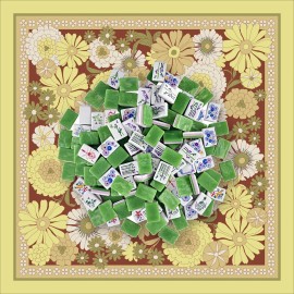 Vintage 70s American Mahjong Set 160 Acrylic Tiles Retro Mustard Floral Non-Slip Playmat for 4 Player Club Game NightColor: Emerald Green Gemstone Tiles