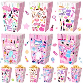 Gueevin 24 Pcs Sleepover Popcorn Boxes Women Makeup Spa Storage Holder Party Container for Birthday Gift Wedding Pajama Slumber Sleep over Party Favors Supplies Decorations