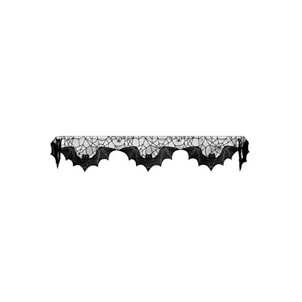 Heritage Lace Halloween Bats Mantle Scarf , 20" x 80", Black Lace, Made in the USA