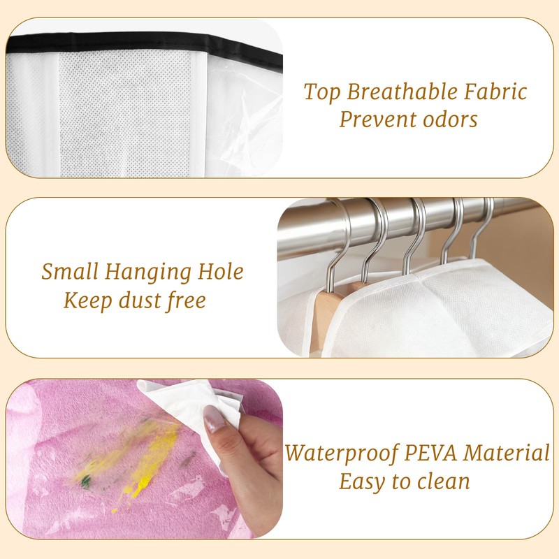 3 Pack 10" Gusseted Garment Bags for Hanging Clothes, 40"