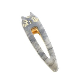 VingTAINE H7531-GY- Cat Motif Beak Clip Marble Two-pronged Cat Hair Access