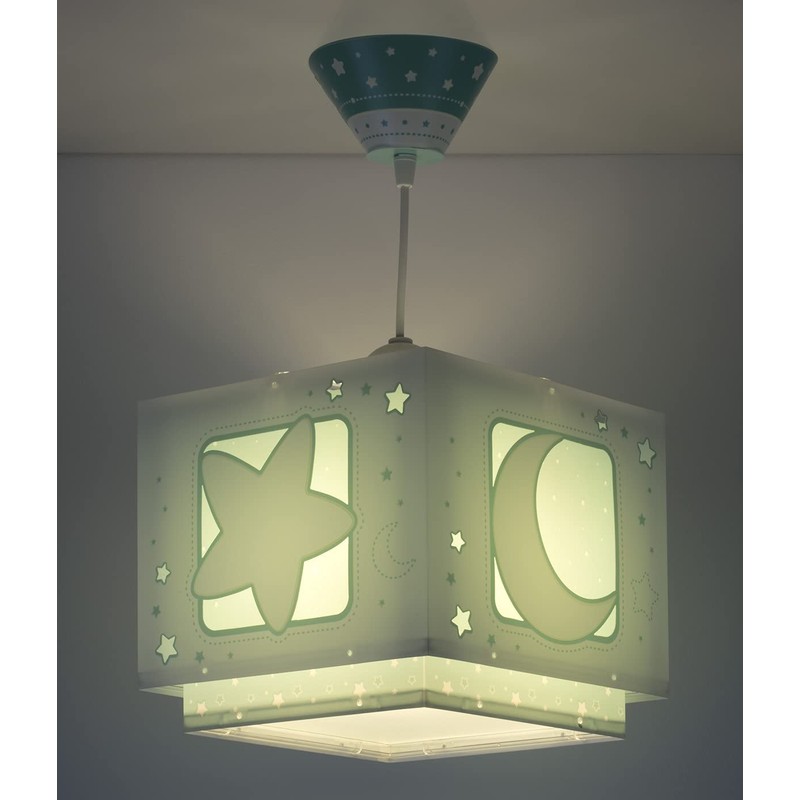 Dalber Moon Pendant with Stars Design, Green