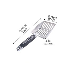 Jrhncy Cat Scoop for Cat Litter, Stainless Steel Cat Litter Scoop, Kitty Metal Scoop with Rubber Handle, Quick Sifted Cat Litter, Aluminium Alloy Sieve Scoop, Cat Litter Tray, Poop Sieve