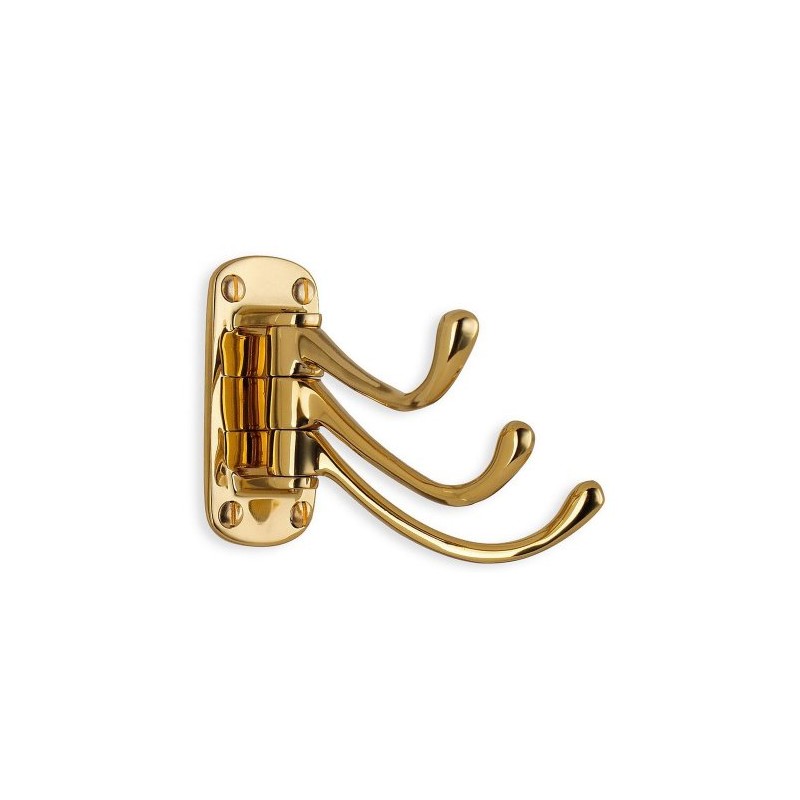 Smedbo Triple Coat Hook 3 1/4", Polished Brass