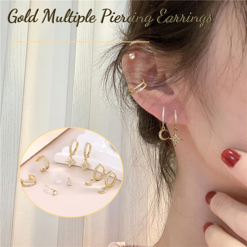 WAINIS Huggie Small Hoop Earrings for Women 3-4 Hole Cartilage