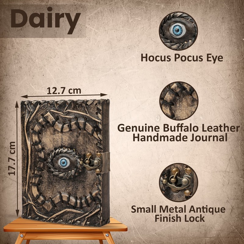 Hocus Pocus Book of Spells Leather Journal Deckle Edge Paper