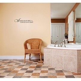 Unique Home Wall Stickers Always On My Mind Forever in My Decal Décor for Bedroom Living Room Nursery - Size: 8 in x 32 in