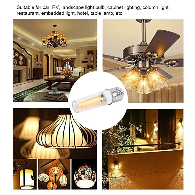 10Pcs E17 Long Filament Bulbs AC110V 3W for Chandelier Ceiling