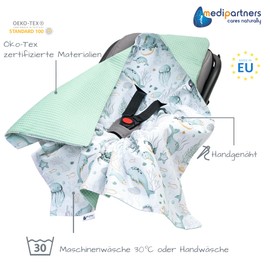 Medi Partners Swaddling Blanket 100% Cotton Waffle 85 x 85 cm Cuddly Blanket for Pram Baby Seat Universal Baby Blanket Double-Sided Baby Blanket Buggy Car Seat