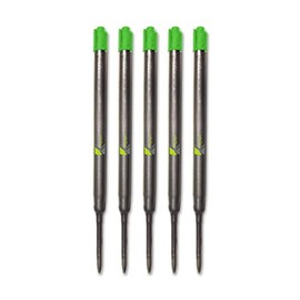 5 x Green Quality Refills Compatible for Parker Ballpoint Medium Green x 5 - Green (Pack of 5)