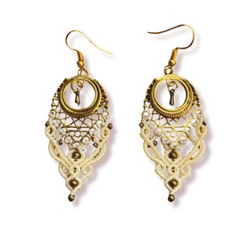 Majarlikha COLLECTIONS Macrame Earrings - Boho Chic Dangle Earrings Summer OOTD Accessories Bohemian Theme Outfit Vintage Patten, Style 5, Beige, 1pair