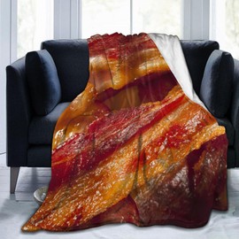 Bacon Flannel Throw Blanket Lightweight Soft Warm Bed Throws for Home Couch Room Sofa Office Travel Camping Dorm Decor Adults Kids Gifts 60x50 Inch