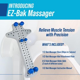 EZ-Bak Massager - Wall Mounted Roller Ball Massage for Deep Tissue, Muscle Knots & Trigger Points - Massage Therapy Roller for Back Pain, Neck and Shoulder Myofascial Release