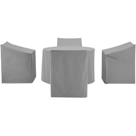 Crosley Furniture MO75019-GY Heavy Gauge Reinforced Vinyl 5-Piece Set Outdoor Furniture Cover Set (4 Dining Arm Chairs, Round Dining Table), Gray