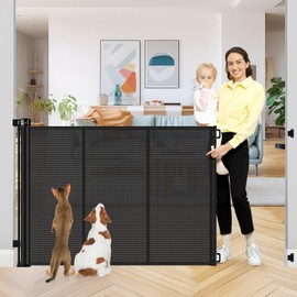 Reinforced 42 Inch Extra Tall Retractable Dog Gate with Reinforced Strips Retractable Baby Gates Extra Tall Dog Gate Outdoor Retractable Gate Extra Tall Pet Gate Tall Retractable Gates for Dogs Indoor