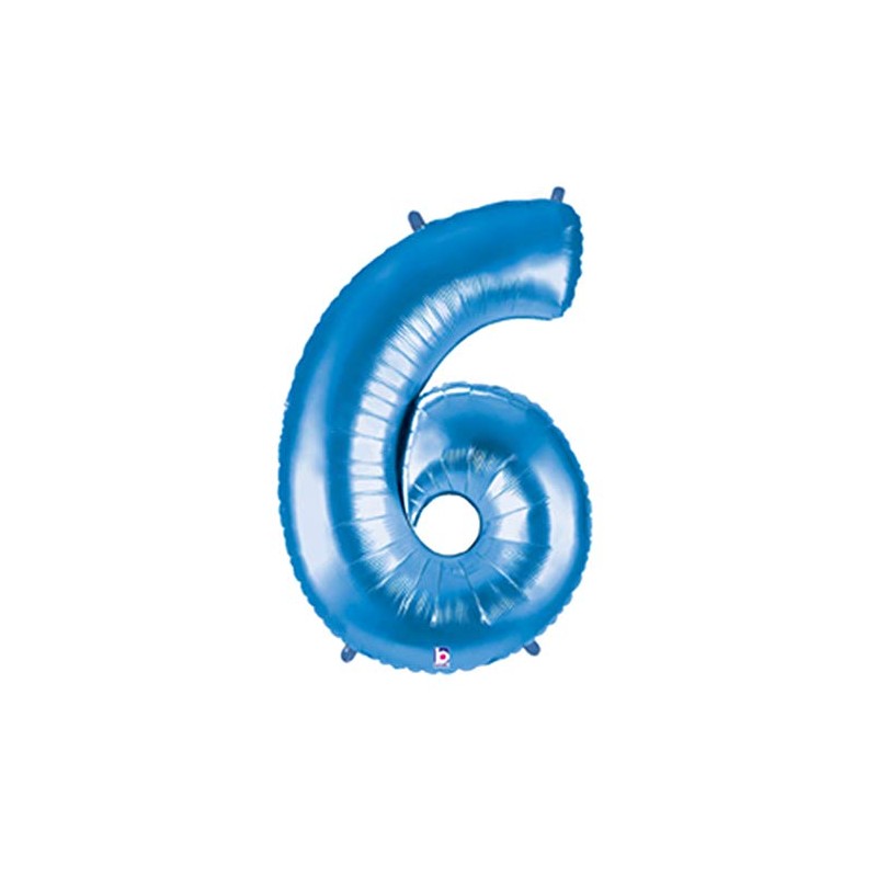 40 Inch Megaloon Blue Number 6 Balloon by Betallic