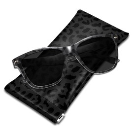 Miwasion Classic Polarized Square Sunglasses for Trendy Cute Women with UV Protection,Classic Sunglasses for Woman, Men and Girls(Balck-Leopard Cheetah)