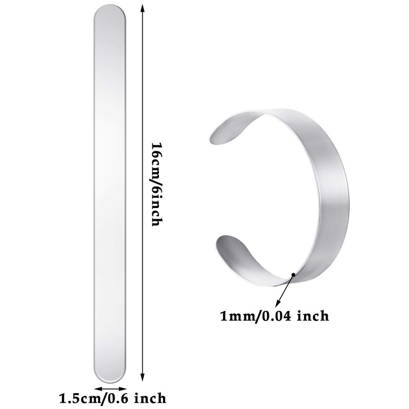 16 pulseras en blanco de acero inoxidable para hacer joyas,
